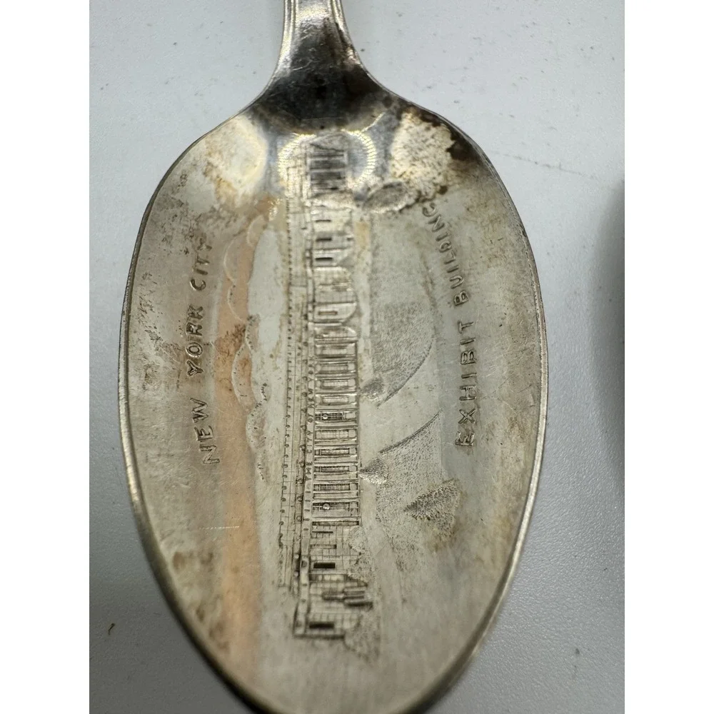Vintage Souvenir Spoon Lot 4pc Thomas Edison 1939 NY Worlds Fair Wm Rogers Reed